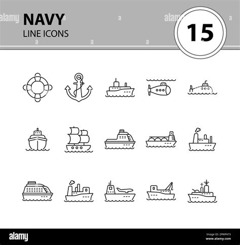 Navy Line Icon Set Stock Vector Image And Art Alamy