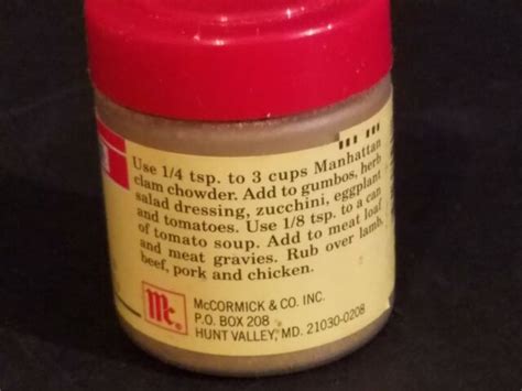 Vintage Vintage Mccormick Ground Thyme Spice Plastic Jar Ebay