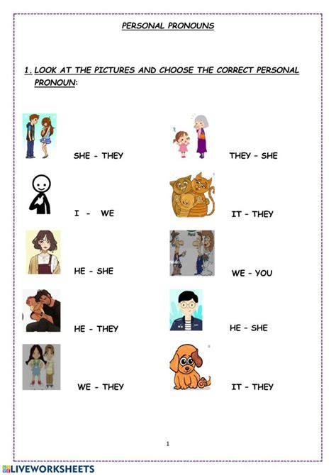 Personal Pronouns Interactive Worksheet Personal Pronouns Personal