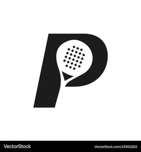 Letter P Padel Racket Logo Design Template Beach Vector Image