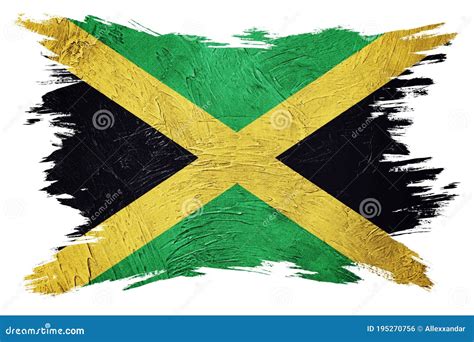 Bandeira Jamaica Bandeira Jamaica Textura Verde Traço Do Pincel