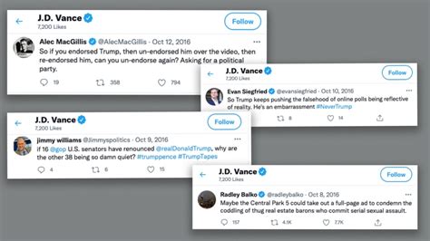 J D Vance Deleted His Anti Trump Tweets He Forgot His Likes