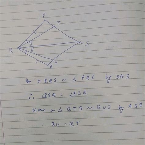 In The Below Given Figure Pqrs Is A Quadrilateral And T And U Are