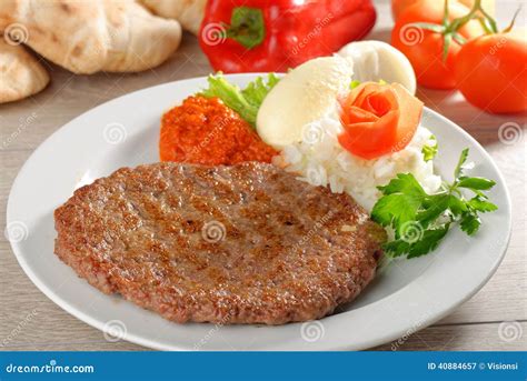 Presliced Traditional Burger Patty Called Pljeskavica Stock Photo