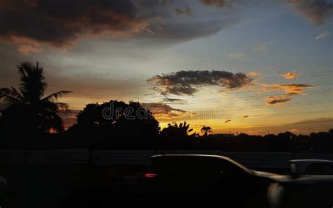 Sky atmosphere at sunset stock image. Image of trees - 266008199