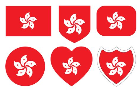 Flag of Hong Kong in design shape set. Hong Kong flag set 25863210 PNG