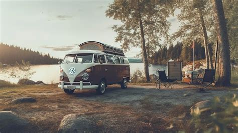 Premium Photo | A photo of a vintage camper van at a camping site