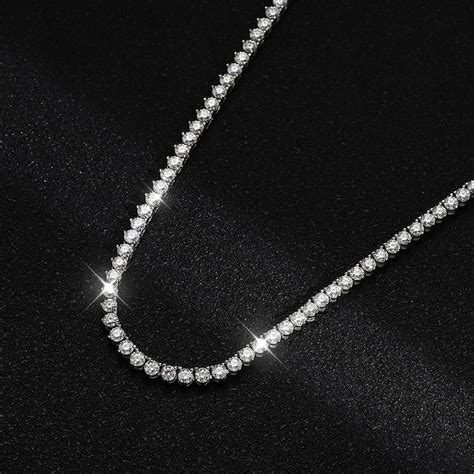 Moissanite Tennis Necklace K White Gold Etsy