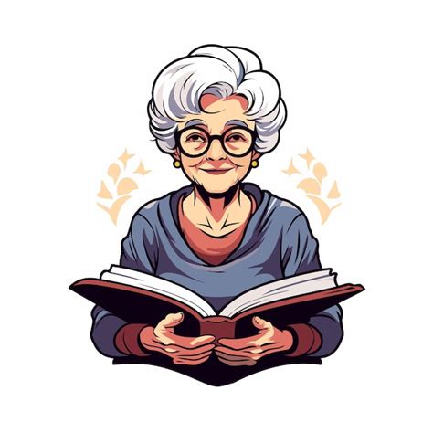 Premium Vector Elderly Woman Reading A Book Isolated Vector Illustration