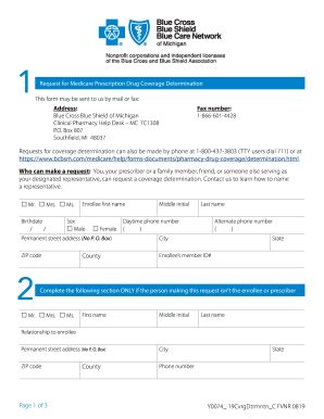 Fillable Online Prescription Drug Coverage Determination Forms Blue