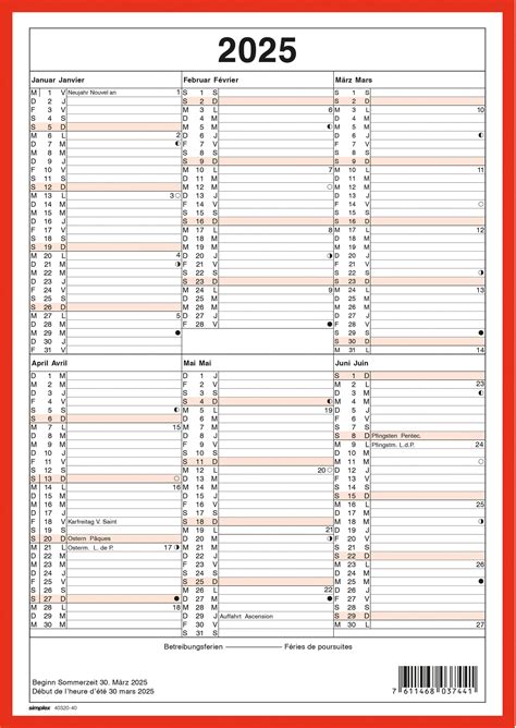 Simplex Wandkalender M S Rot Weiss Ml A Ecomedia Ag