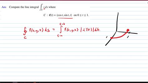 Example Of A Line Integral Of A Scalar Function YouTube