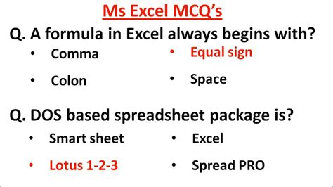 Top 50 Ms Excel Mcq Multiple Choice Questions Ms Office Mcq Ms