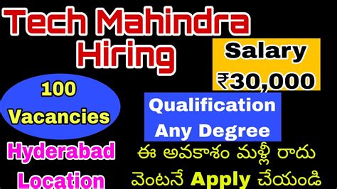 Technical Service Executive Tech Mahindra Bulk Hiring Freshers