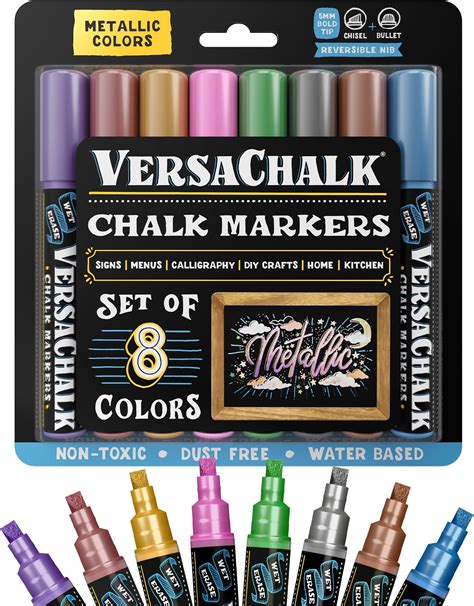 Versachalk Metallic Liquid Chalk Marker Pens 8 Pack 5mm