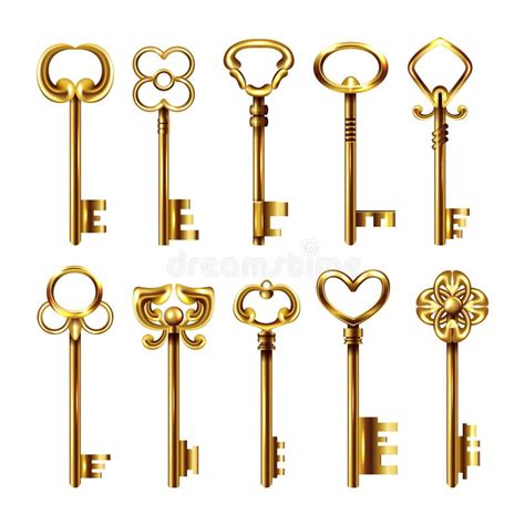 Vintage Keys Realistic Set Stock Vector Illustration Of Gold 256213198