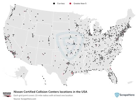 Number of Nissan Certified Collision Centers locations in the USA in