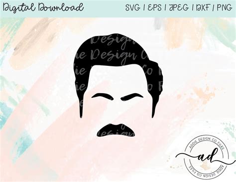 Ron Swanson Silhouette Outline Parks And Recreation Tv Show Inspired Svg
