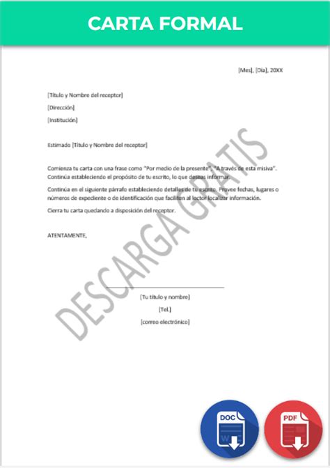 Carta Formal C Mo Hacer Ejemplos Y Formatos Word Pdf