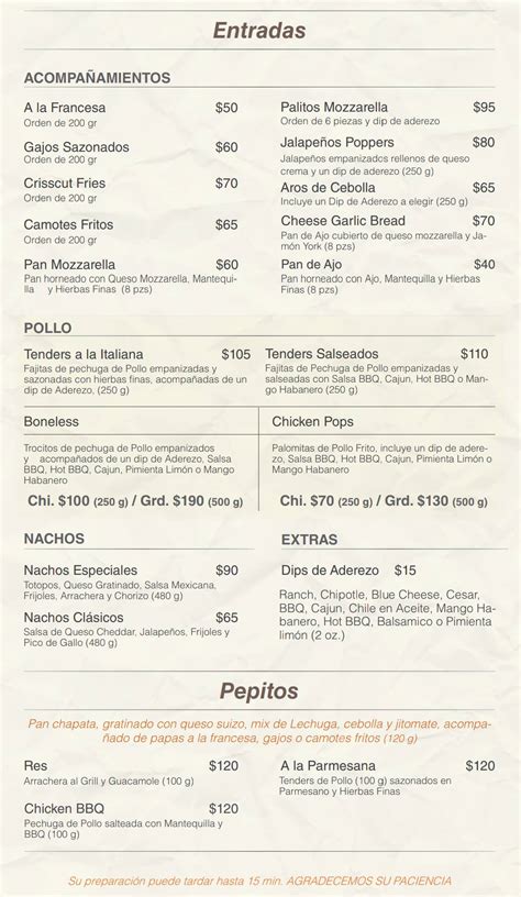 Carta Del Pub Y Bar Cervecer A Buena Vida Guadalajara