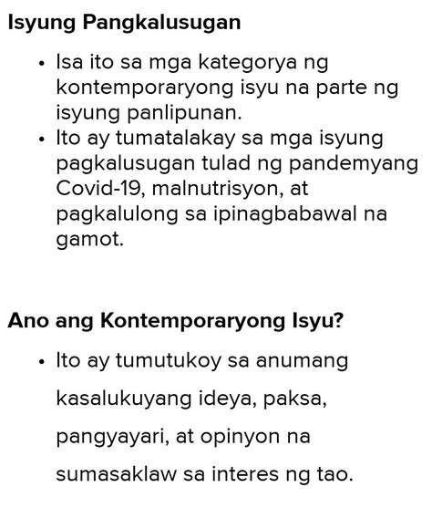 Gawain Magbigay Ng Limang Kontemporaryong Isyu Na Sa Tingin Mo Ay