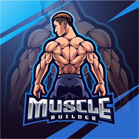 Muscle Man Esport Mascot Logo Design By Visink TheHungryJPEG