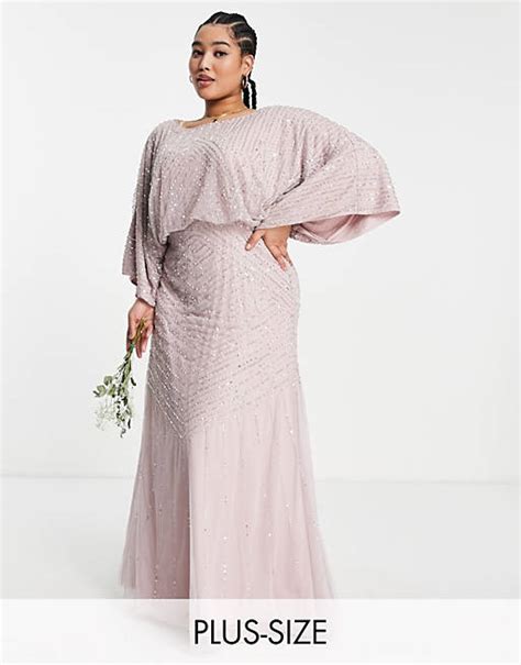 Frock And Frill Plus Bridesmaid Maxi Dress With Exaggerated Sleeves In