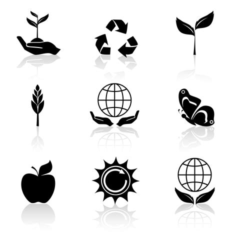 Ecology Icons Set Black 439125 Vector Art At Vecteezy