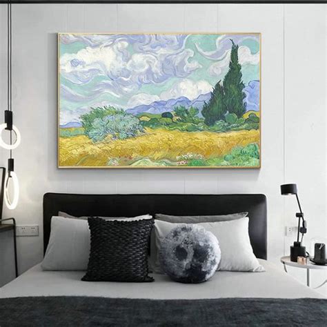 Champ De Bl Avec Cypr S Par Van Gogh Toile Peinture Mur