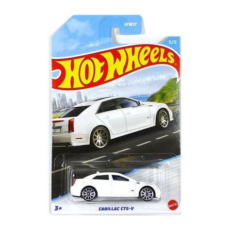 Hot Wheels Cadillac Cts V White Luxury Sedan Birthday Gift Miniature Model Car Retro Collectible