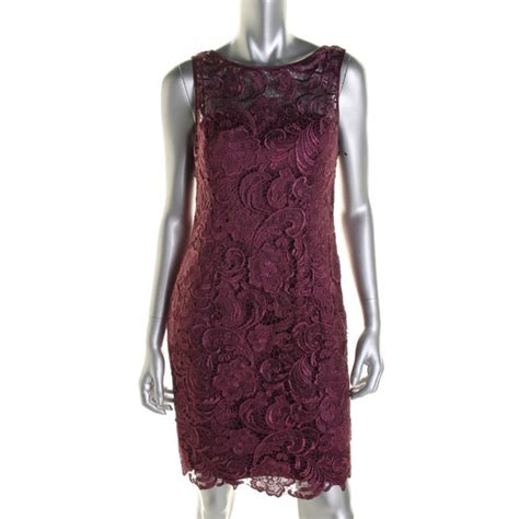 Adrianna Papell 7464 Womens Purple Lace Overlay Cocktail Dress Petites