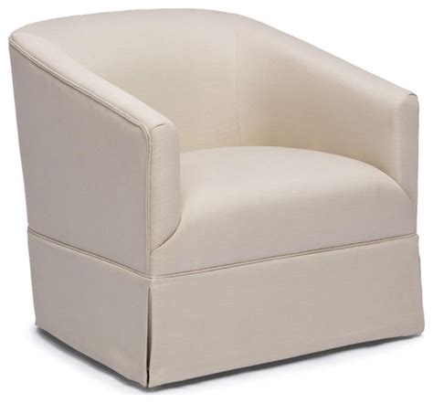 Bowery Hill Transitional Linen Fabric Skirted Swivel Accent Chair In