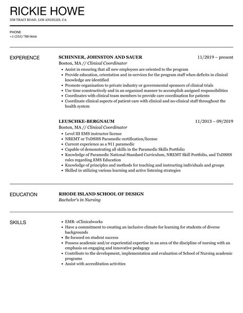 Clinical Coordinator Resume Samples Velvet Jobs