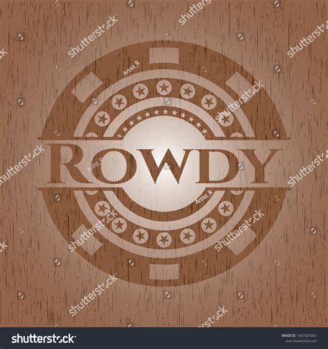 Rowdy Retro Style Wooden Emblem Vector Vector De Stock Libre De