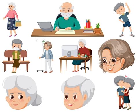 Premium Vector Collection Of Elderly People Icons