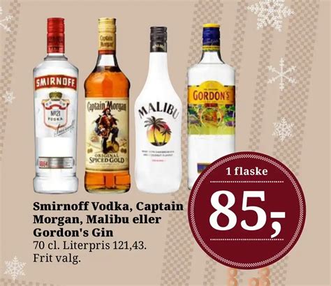 Smirnoff Vodka Captain Morgan Malibu Eller Gordon S Gin Tilbud Hos