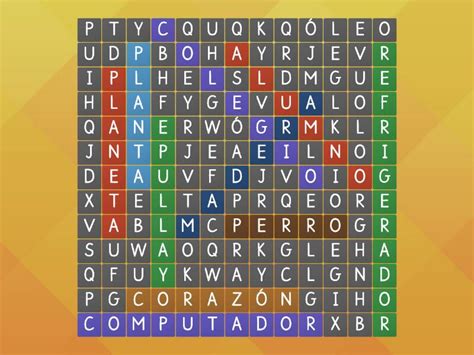 Busca En La Sopa De Letras Solo 10 Sustantivos Wordsearch