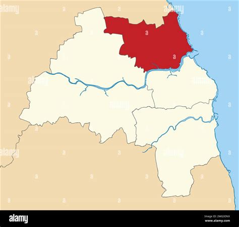 Red Location Map Of The Metropolitan Borough Of North Tyneside Tyne