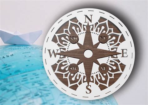 Laser Cut File Compass 3 Layers Graphic By Mandalabysol · Creative Fabrica