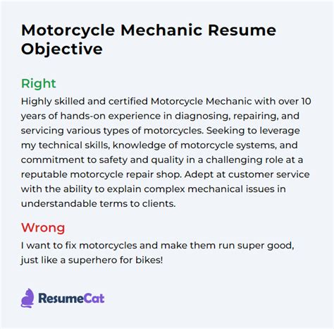 Top 18 Motorcycle Mechanic Resume Objective Examples