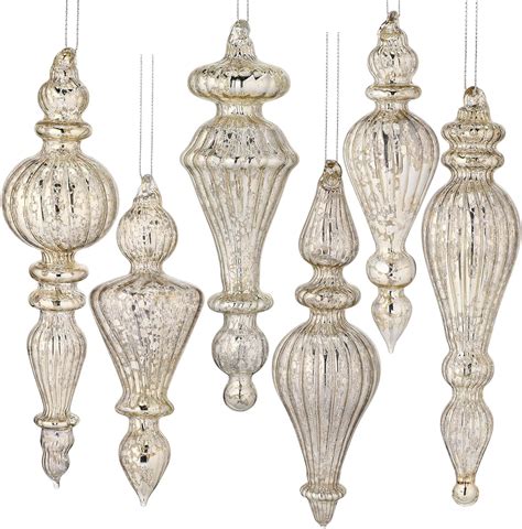 Suttmin Pcs Crystal Glass Finial Christmas Ornaments Large Hanging