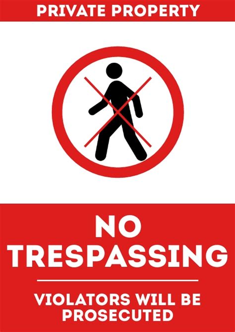 No Trespassing Door Sign Printable A4 Template Postermywall