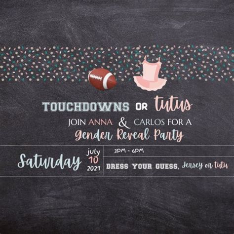 Touchdowns And Tutus Gender Reveal Invitation Football And Etsy