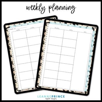 Digital Teacher Planner UNDATED Leopard PORTRAIT By Leanne Prince