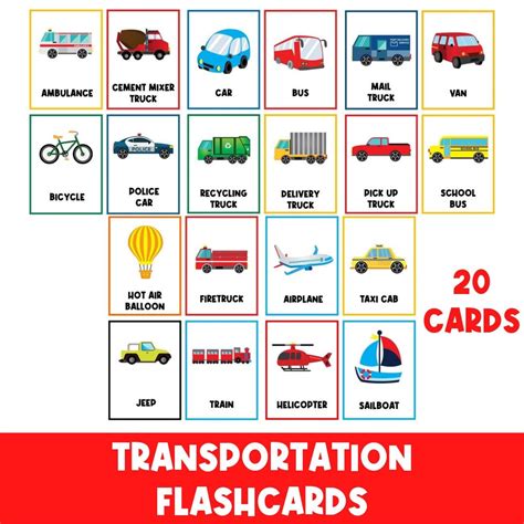 Transportation Flashcards Vehicles Trucks Cars Flashcards For Kids Busy