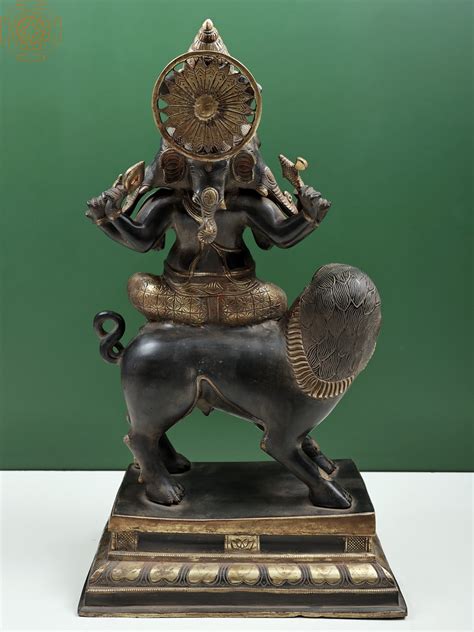 22 Heramba Ganesha Seated On Lion Exotic India Art