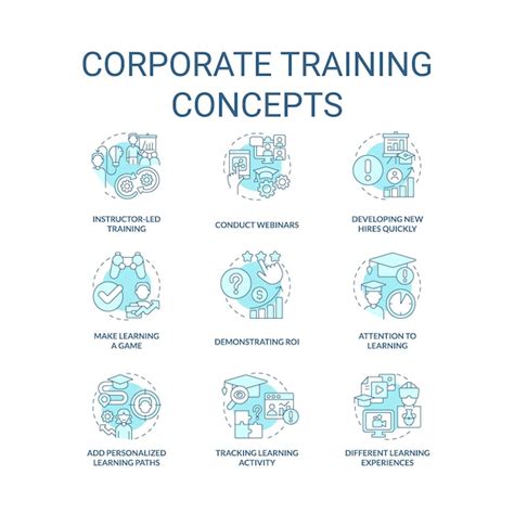 Premium Vector Corporate Training Turquoise Concept Icons Set