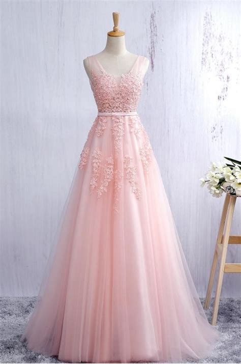 Blush Pink Evening Dress Prom Dress With Lace On Luulla