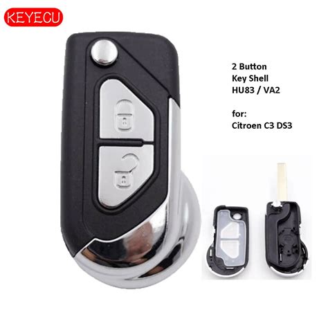 Keyecu Coque De Clé Télécommande Pliable À 2 Boutons Pour Citroën C3