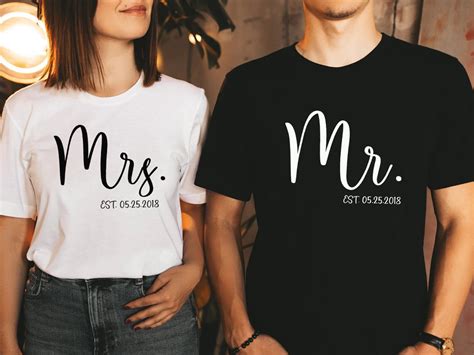 Personalized Mr And Mrs Custom Wifey And Hubby Shirt Bride And Groom Est Wife And Husband